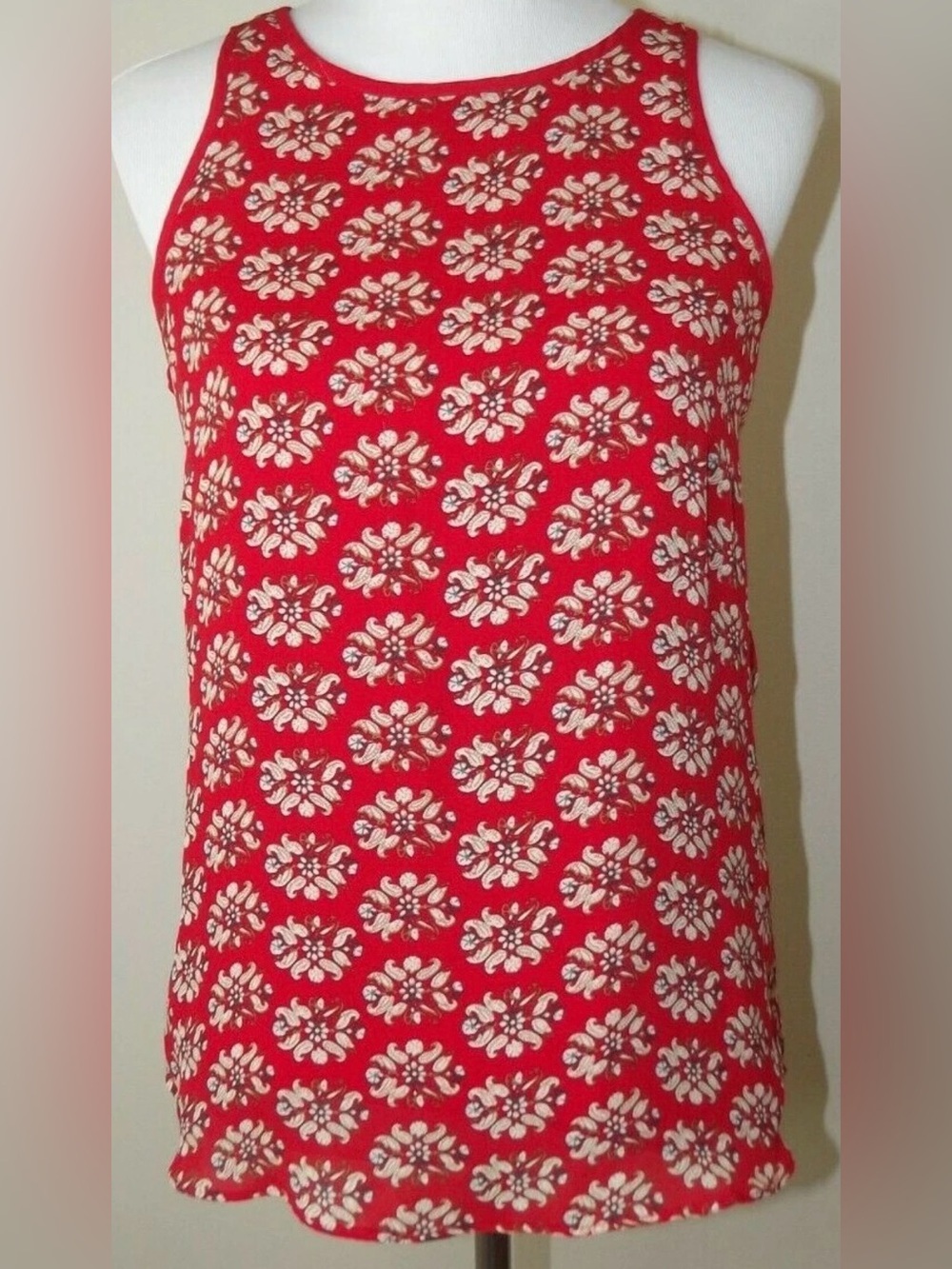 Philosophy Red Floral Sleeveless Lined Tank Top Size XL